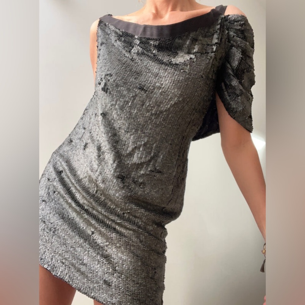 Patrizia Pepe Off the Shoulder Sequin Mini Dress Size 44